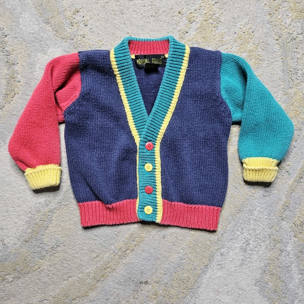 Vintage Driving Force Colorblock  Sweater X Small 2t 12 Month See Measurements